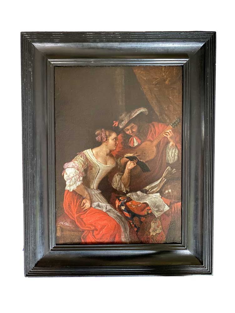 Gemäldepaar Leidener Feinmalerei „Musizierendes Paar“ und „Liebespaar“ in Nürnberg